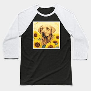 Labrador Retriever Dog, Surrounded by Sunflowers, Dog Lover Baseball T-Shirt